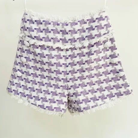 Jessica Bara Aarolyn Houndstooth Tweed Shorts
