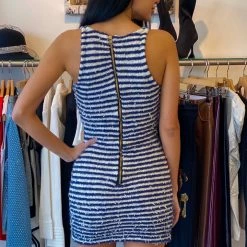 Jessica Bara Corey Tweed Gold Button Mini Dress