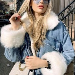 Jessica Bara Victoria Denim & Fur Jacket