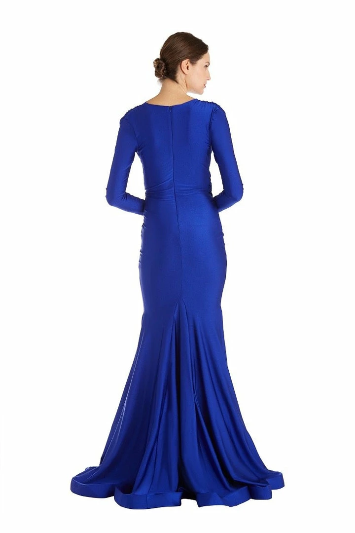 Jessica Bara Selene Long Sleeve V Neck Draped Gown The Event Shop