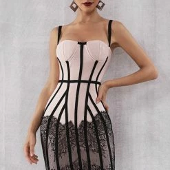 Jessica Bara Caleigh Corset Lace Bandage Dress Birthday Suit