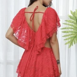 Jessica Bara Jurnee V Neck Ruffle Mini Dress Summer Lovin'