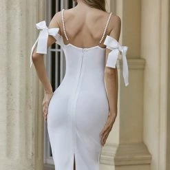 Influencer Style Jessica Bara Christian Bowknot Bodycon Midi Dress