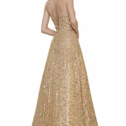 The Event Shop Colors Dress Sequin A Line Lace Up Back Gown