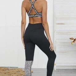 Jessica Bara Becka Leopard Sports Bra And Legging Two Piece Set