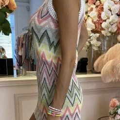 Jessica Bara Cressida Patchwork Sleeveless Knit Mini Dress