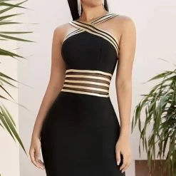 Jessica Bara Wrena Halter Neck Bandage Midi Dress Summer Lovin'
