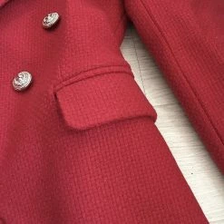 Jessica Bara Donatella Red Gold Button Wool Blazer