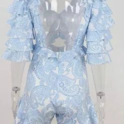 Jessica Bara Chaya Floral Ruffle Backless Romper