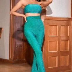 Jessica Bara Xena Glitter Crop Top And Pant Two Piece Set Summer Lovin'