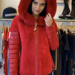 Luigi Long Sleeve Fur Hooded Jacket