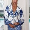 Baccio Couture Summer Lovin' Baccio Angelina Long Sleeve Silk Printed Mini Dress