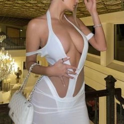 Influencer Style Jessica Bara Nova Cut Out Mesh Midi Dress