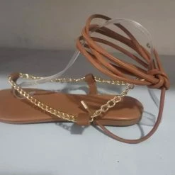 Jessica Bara Maddy Metal Chain Strappy Sandals