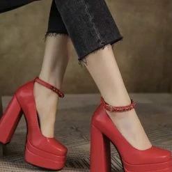 Reve Doll Essentials Jessica Bara Wanda Rhinestone Ankle Strap Platform Heels