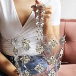 Jessica Bara Rocco Rhinestone Bucket Bag