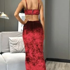 The Event Shop Jessica Bara Kiki Cut Out Velvet Bodycon Maxi Dress