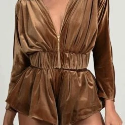 Jessica Bara Vania Velour Crop Hoodie And Short Two Piece Set