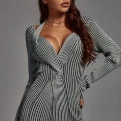 Jessica Bara Genelle Long Sleeve Knit Midi Dress Reve Doll Essentials