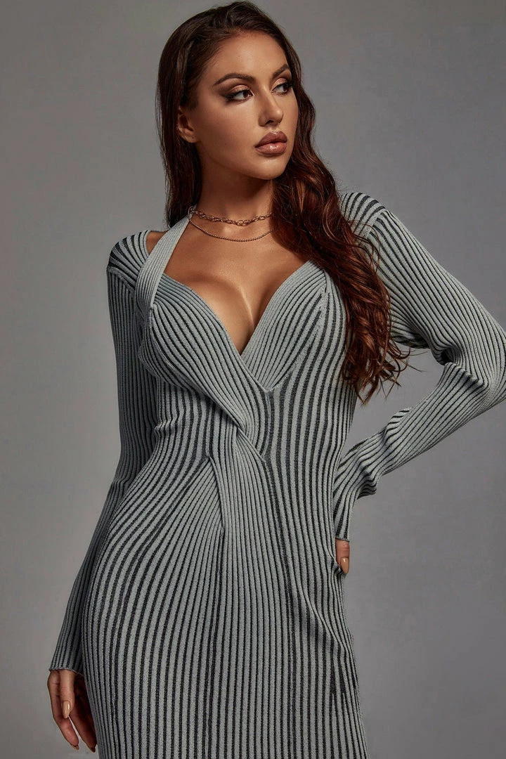 Jessica Bara Genelle Long Sleeve Knit Midi Dress Reve Doll Essentials