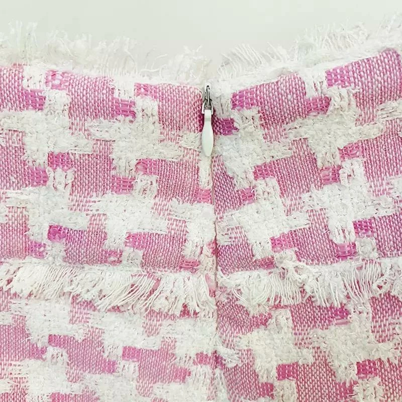 Jessica Bara Aarolyn Houndstooth Tweed Shorts