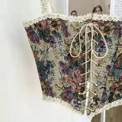 Influencer Style Jessica Bara Antonette Floral Lace Up Corset Top