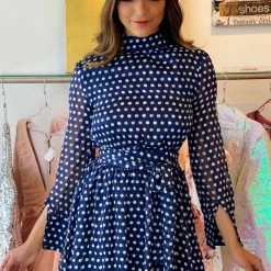 Jessica Bara Palmer Long Sleeve Polka Dot Belted Mini Dress Summer Lovin'
