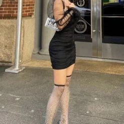 Jessica Bara Royce Puff Sleeve Ruched Mini Dress Influencer Style