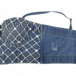 Jessica Bara Skye Rhinestone Bustier Crop Top