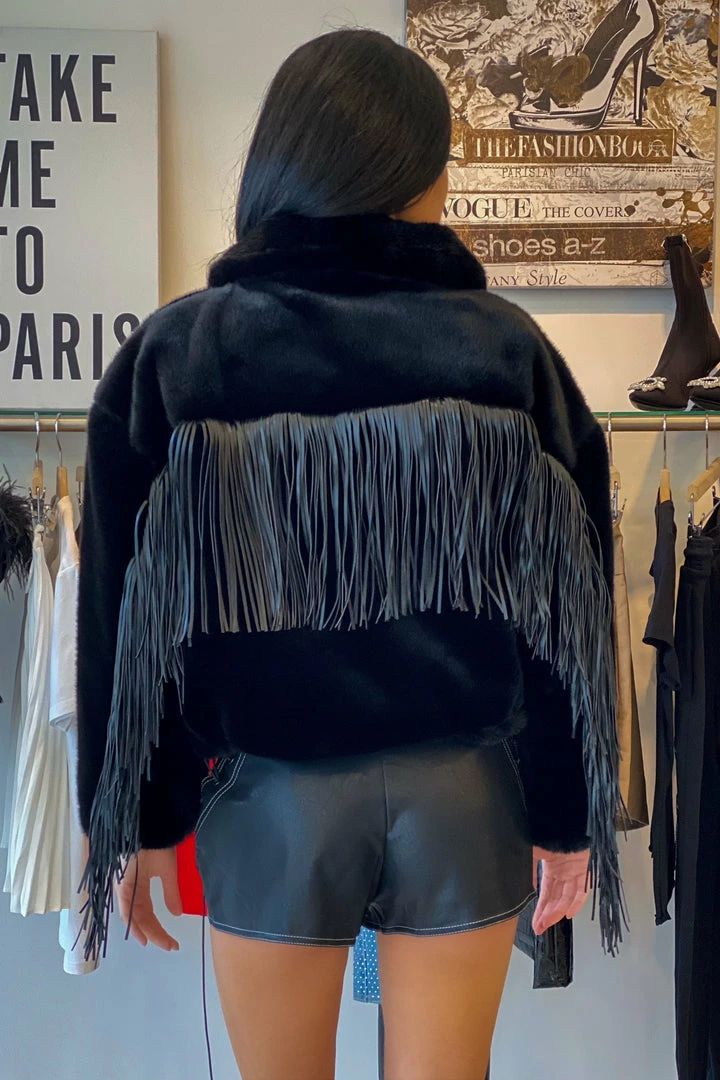 Reve Doll Essentials Jessica Bara Lexie Fringe Faux Fur Jacket