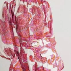 Jessica Bara Kailey Paisley Printed Linen Two Piece Set