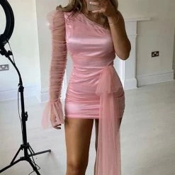 Jessica Bara Winny One Shoulder Tulle Mini Dress Birthday Suit