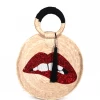 Summer Lovin' Jessica Bara Moana Handmade Sequin Lips Graphic Palm Tote