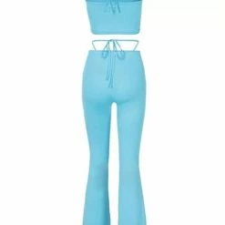 Jessica Bara Bridget Halter Top And Flare Pant Two Piece Set