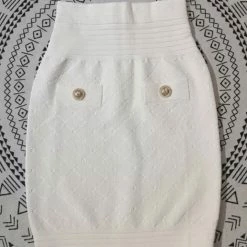 Jessica Bara Michael Gold Button Knit Mini Skirt Reve Doll Essentials