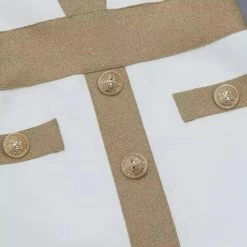 Jessica Bara Meredith Short Sleeve Gold Button Mini Dress