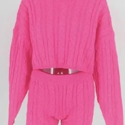 Jessica Bara Autumn Cable Knit Top And Shorts Two Piece Set Reve Doll Essentials