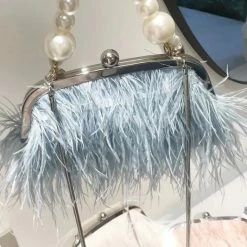 Jessica Bara Orna Ostrich Feather Pearl Handbag The Event Shop