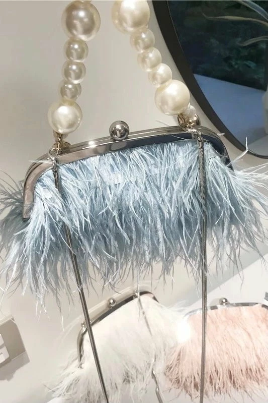 Jessica Bara Orna Ostrich Feather Pearl Handbag The Event Shop