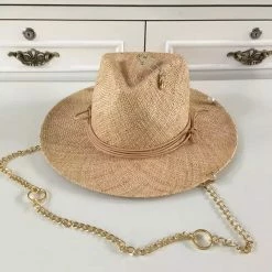 Summer Lovin' Jessica Bara Mae Safety Pin Straw Chain Hat