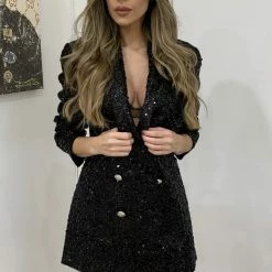 Influencer Style Jessica Bara Yesi Sequin Double Breasted Jacket