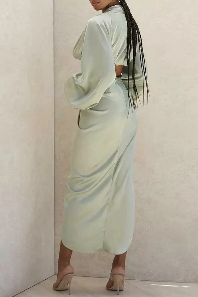 Jessica Bara Radika Long Sleeve Crop Top And Maxi Skirt Two Piece Set Summer Lovin'