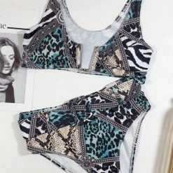 Jessica Bara Tallie Animal Print High Waisted Bikini Set Poolside Essentials