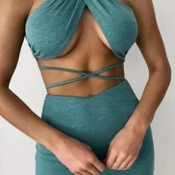 Summer Lovin' Jessica Bara Kimmie Strappy Halter Neck Crop Top And Skirt Two Piece Set