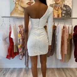 Jessica Bara Anabelle Long Sleeve Glitter Mini Dress Influencer Style