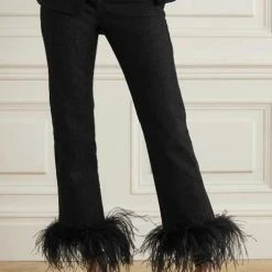 Jessica Bara Rosaline Black Feather Cropped Jeans Birthday Suit
