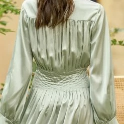 Jessica Bara Ethan Long Sleeve V Neck Maxi Dress