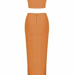 Summer Lovin' Jessica Bara Ember Bandage Knotted Crop Top And Skirt Two Piece Set