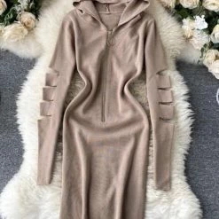 Jessica Bara Kyrie Cut Out Hoodie Midi Dress Reve Doll Essentials