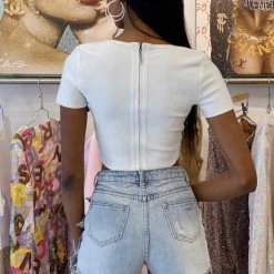 Reve Doll Essentials Jessica Bara Blythe High Waisted Rhinestone Denim Shorts